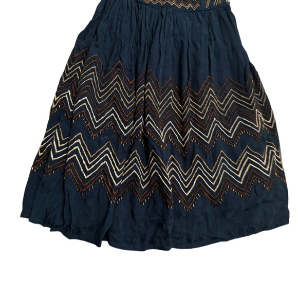 Anthropologie Meadow Rue Beaded Chevron Blue Dress Size 0 - Picture 10 of 10